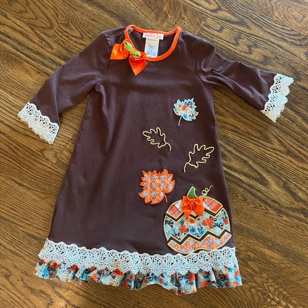 Fall girls dress - perfect for Thanksgiving dinner 🦃